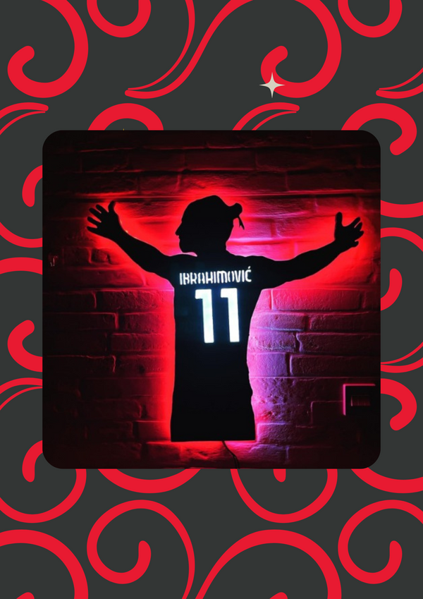 Customize with Your Name!  Football Player Wall Hanging with LED Glow Light – Wooden Sports Room Décor, Multi-Color LED